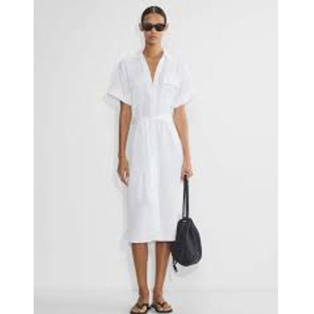 Babaton Aritzia Network Dress White Short Sleeve Midi Size L